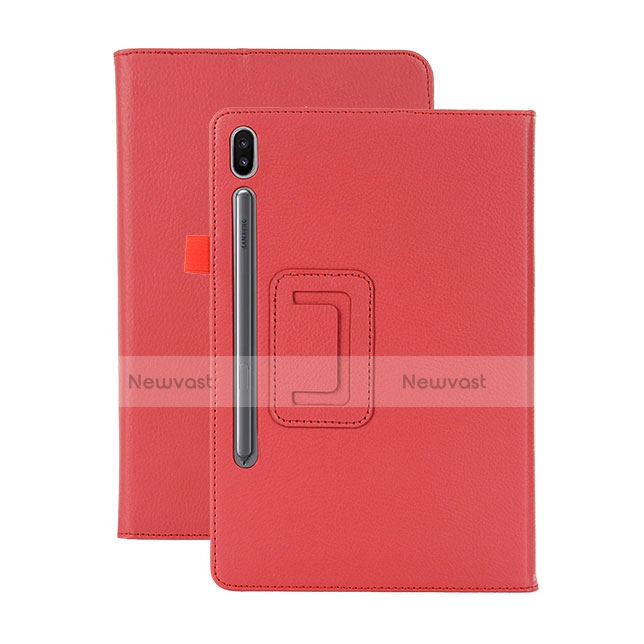 Leather Case Stands Flip Cover L06 Holder for Samsung Galaxy Tab S6 10.5 SM-T860 Red