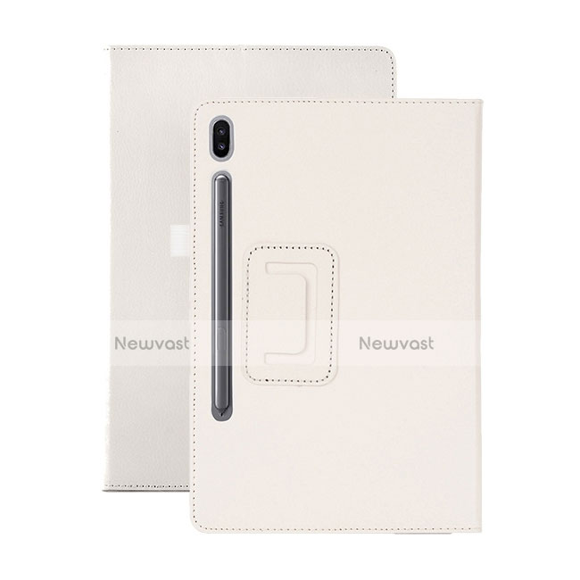 Leather Case Stands Flip Cover L06 Holder for Samsung Galaxy Tab S6 10.5 SM-T860 White