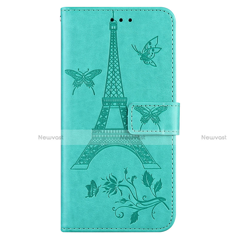 Leather Case Stands Flip Cover L06 Holder for Sony Xperia 8 Lite Cyan