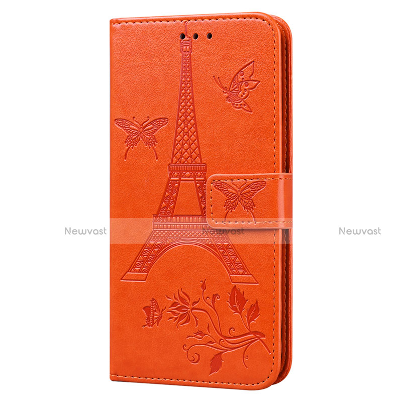Leather Case Stands Flip Cover L06 Holder for Sony Xperia 8 Lite Orange