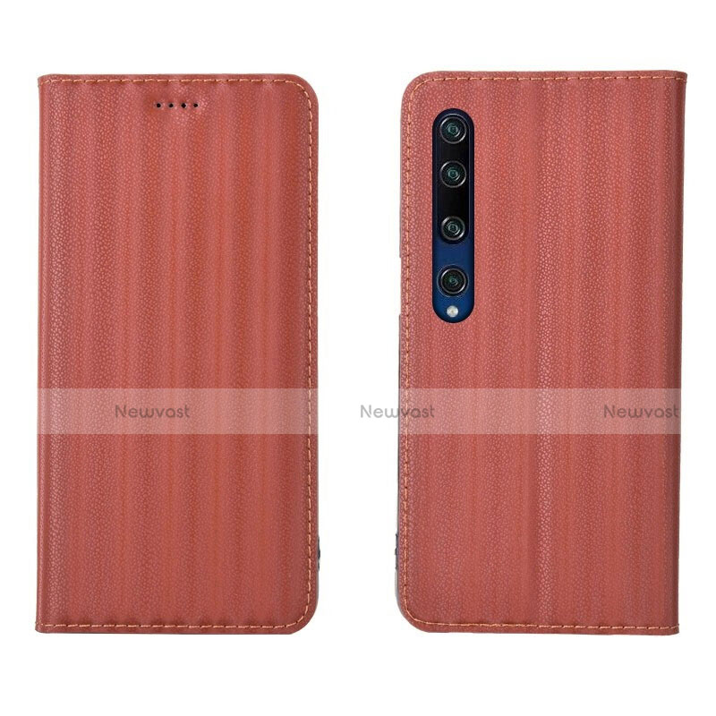 Leather Case Stands Flip Cover L06 Holder for Xiaomi Mi 10 Orange