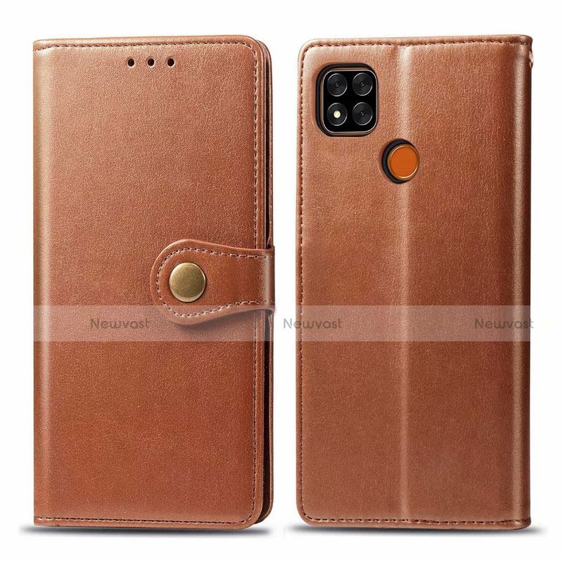 Leather Case Stands Flip Cover L06 Holder for Xiaomi Redmi 9C NFC Brown
