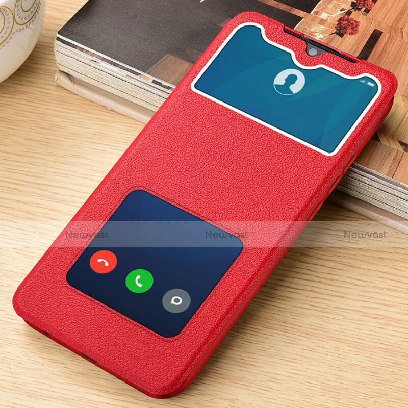 Leather Case Stands Flip Cover L06 Holder for Xiaomi Redmi Note 8 Pro Red