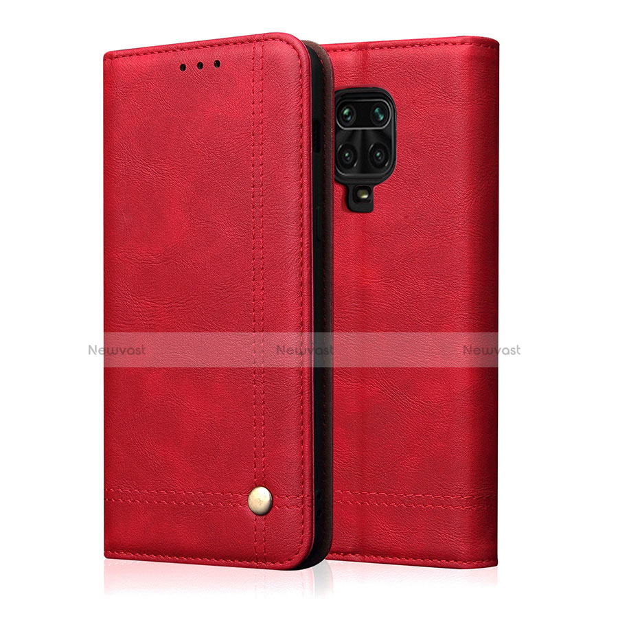Leather Case Stands Flip Cover L06 Holder for Xiaomi Redmi Note 9 Pro Max Red