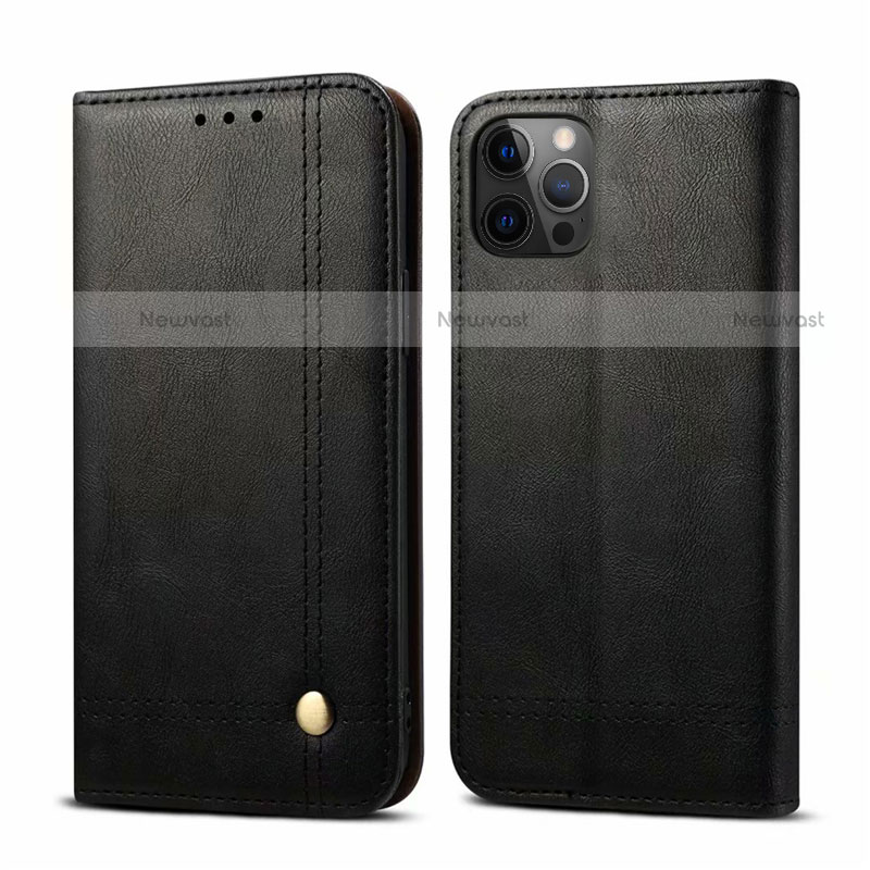 Leather Case Stands Flip Cover L07 Holder for Apple iPhone 12 Pro Black