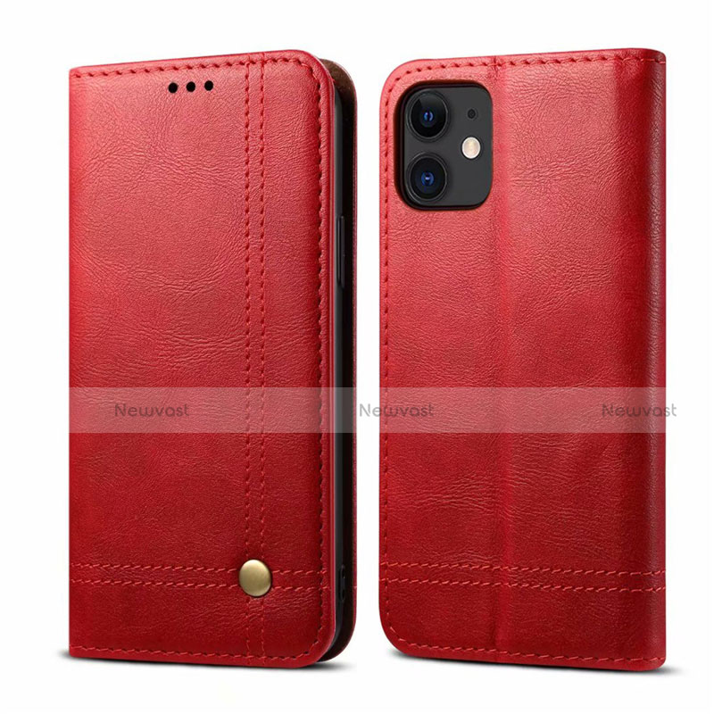 Leather Case Stands Flip Cover L07 Holder for Apple iPhone 12 Red