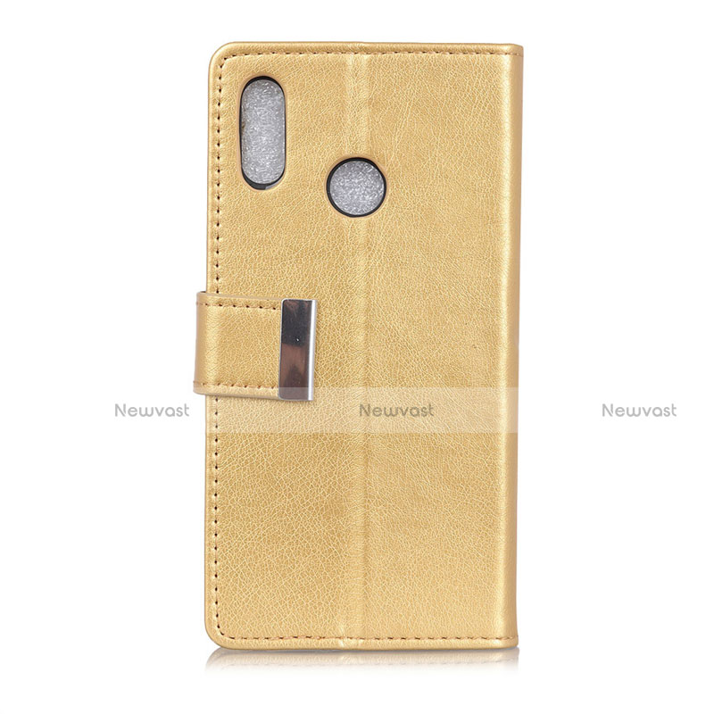 Leather Case Stands Flip Cover L07 Holder for Asus Zenfone Max ZB555KL Gold