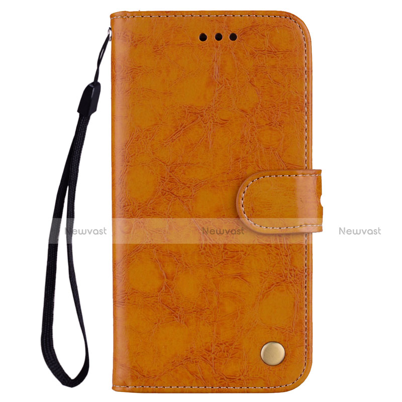 Leather Case Stands Flip Cover L07 Holder for Huawei Nova 3e Orange