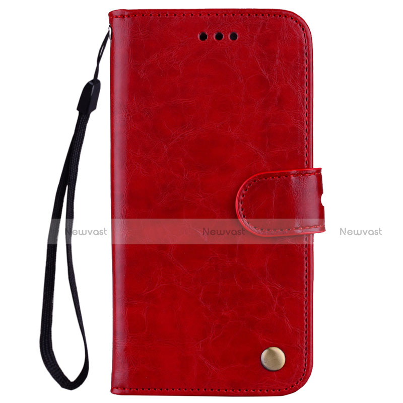 Leather Case Stands Flip Cover L07 Holder for Huawei Nova 3e Red