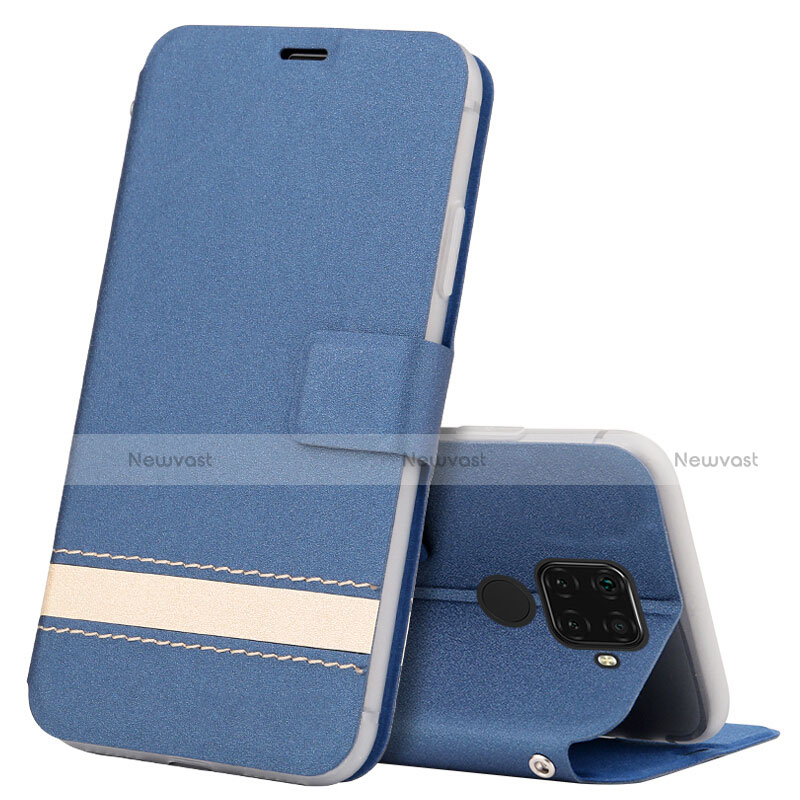 Leather Case Stands Flip Cover L07 Holder for Huawei Nova 5i Pro Blue
