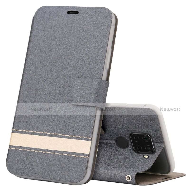 Leather Case Stands Flip Cover L07 Holder for Huawei Nova 5z Gray