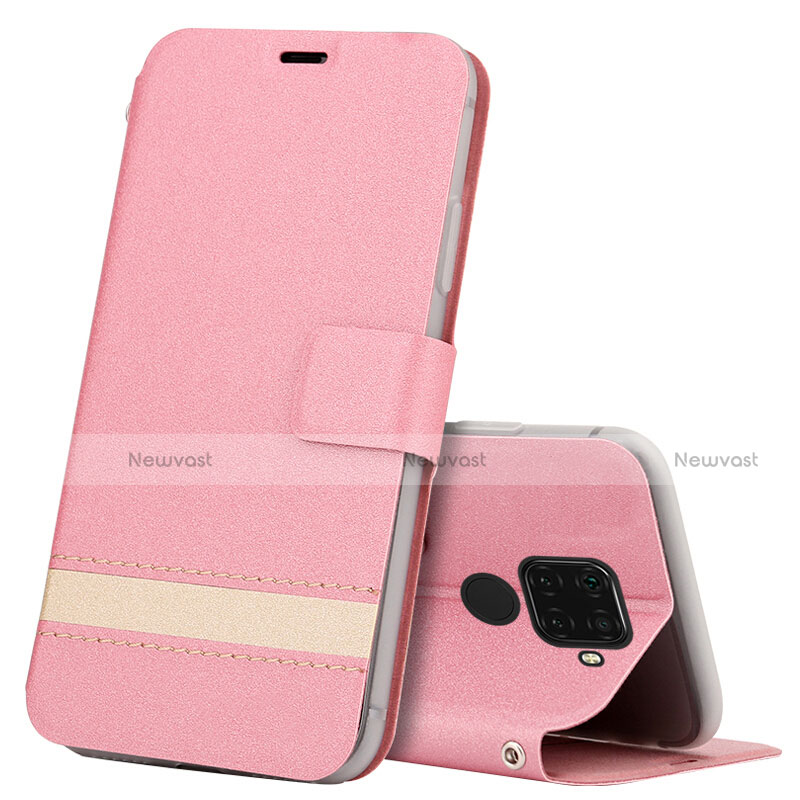 Leather Case Stands Flip Cover L07 Holder for Huawei Nova 5z Pink