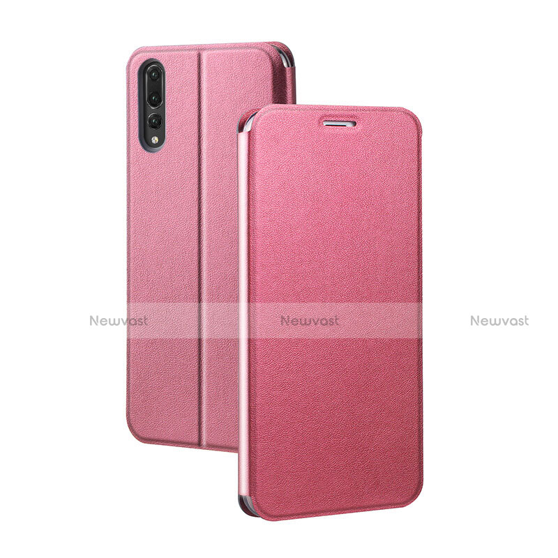 Leather Case Stands Flip Cover L07 Holder for Huawei P20 Pro Hot Pink
