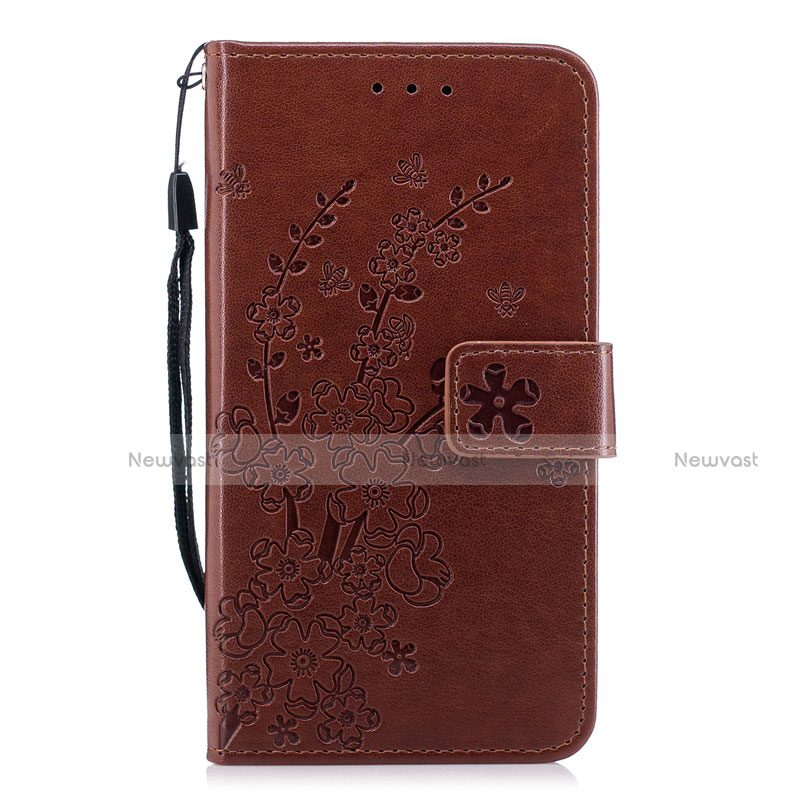 Leather Case Stands Flip Cover L07 Holder for Huawei P30 Brown