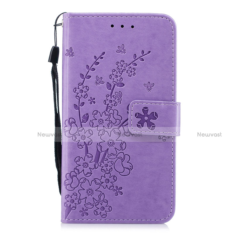 Leather Case Stands Flip Cover L07 Holder for Huawei P30 Purple