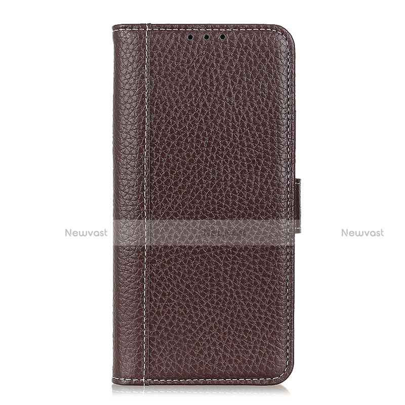 Leather Case Stands Flip Cover L07 Holder for Motorola Moto E6s (2020) Brown