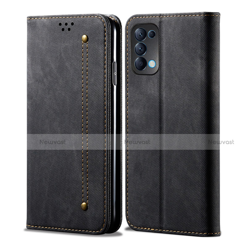 Leather Case Stands Flip Cover L07 Holder for Oppo Find X3 Lite 5G Black