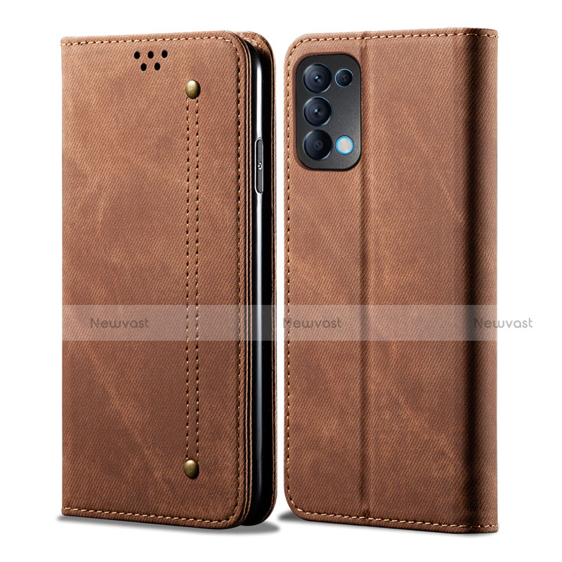 Leather Case Stands Flip Cover L07 Holder for Oppo Find X3 Lite 5G Brown