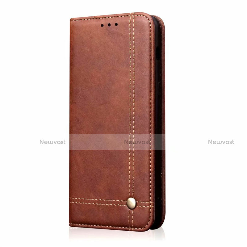 Leather Case Stands Flip Cover L07 Holder for Realme 6 Pro Brown
