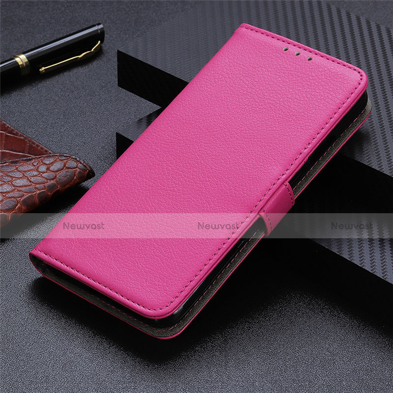 Leather Case Stands Flip Cover L07 Holder for Realme 7 Hot Pink