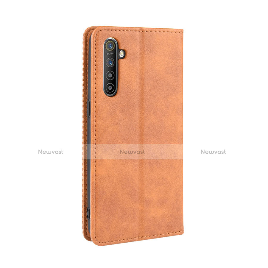 Leather Case Stands Flip Cover L07 Holder for Realme XT Orange