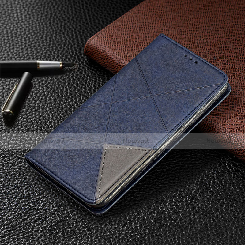 Leather Case Stands Flip Cover L07 Holder for Samsung Galaxy A41 Blue