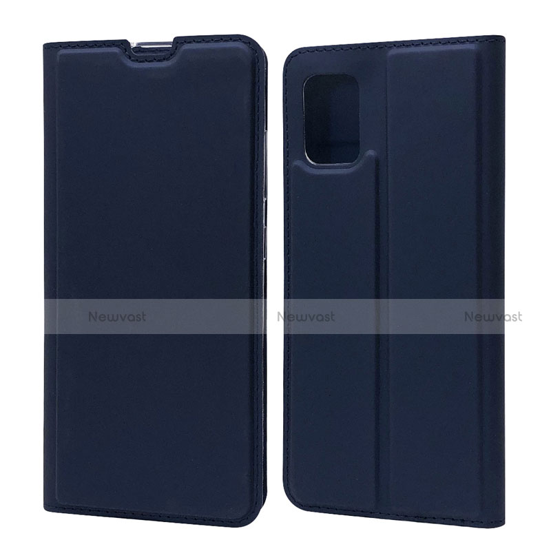 Leather Case Stands Flip Cover L07 Holder for Samsung Galaxy A71 5G Blue
