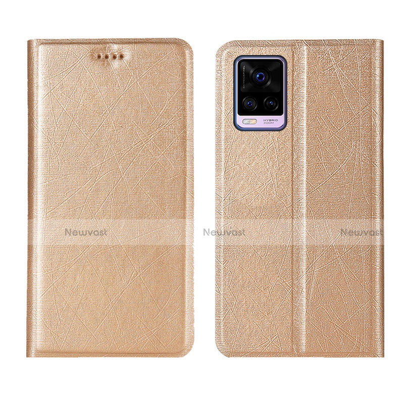 Leather Case Stands Flip Cover L07 Holder for Vivo V20 Pro 5G Gold