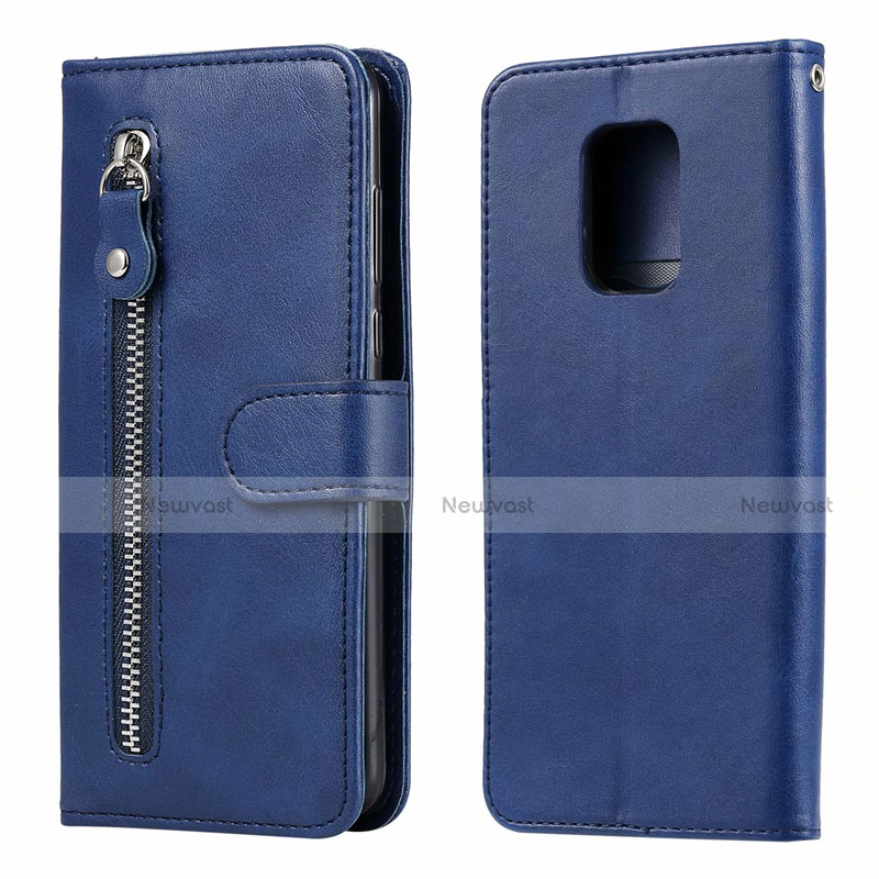 Leather Case Stands Flip Cover L07 Holder for Xiaomi Redmi Note 9 Pro Blue