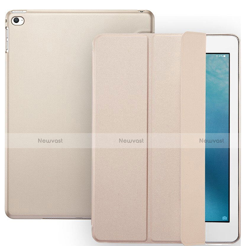 Leather Case Stands Flip Cover L08 for Apple iPad Mini 4 Gold