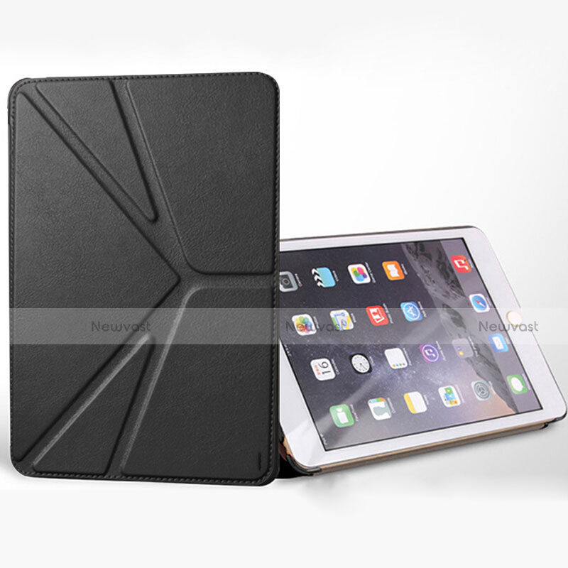 Leather Case Stands Flip Cover L08 for Apple New iPad 9.7 (2017) Black