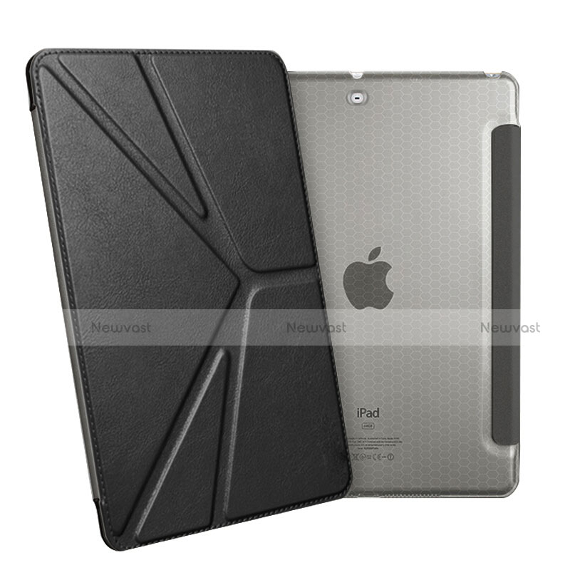 Leather Case Stands Flip Cover L08 for Apple New iPad 9.7 (2018) Black