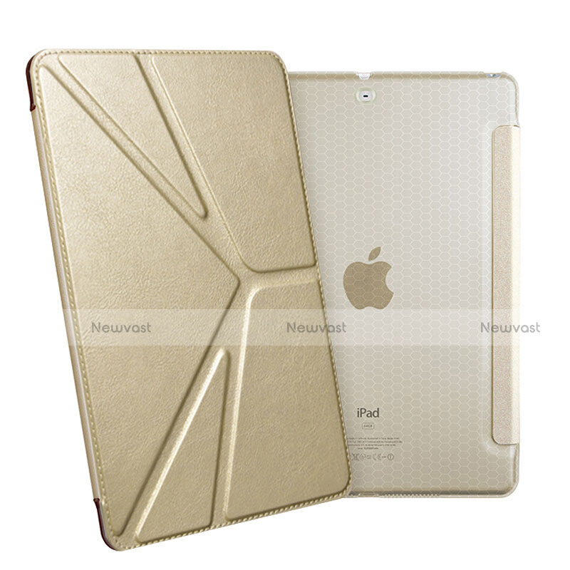 Leather Case Stands Flip Cover L08 for Apple New iPad 9.7 (2018) Gold