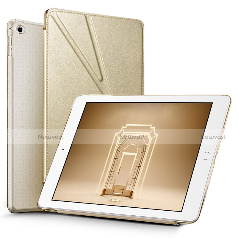 Leather Case Stands Flip Cover L08 for Apple New iPad 9.7 (2018) Gold