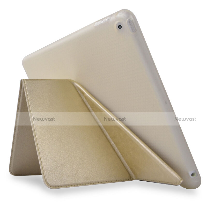 Leather Case Stands Flip Cover L08 for Apple New iPad 9.7 (2018) Gold