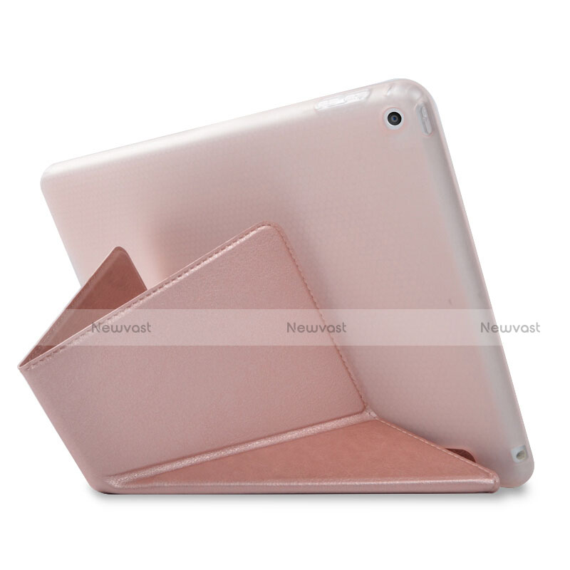 Leather Case Stands Flip Cover L08 for Apple New iPad 9.7 (2018) Rose Gold