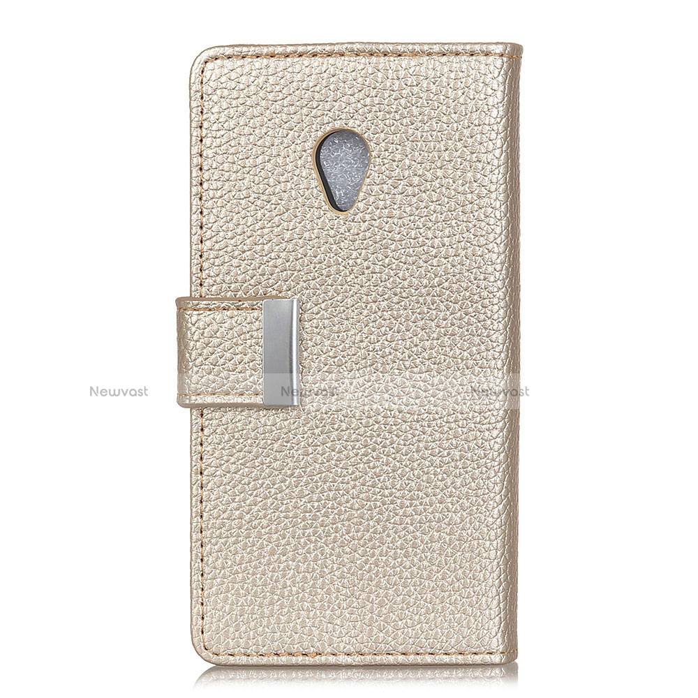 Leather Case Stands Flip Cover L08 Holder for Alcatel 1X (2019) Gold