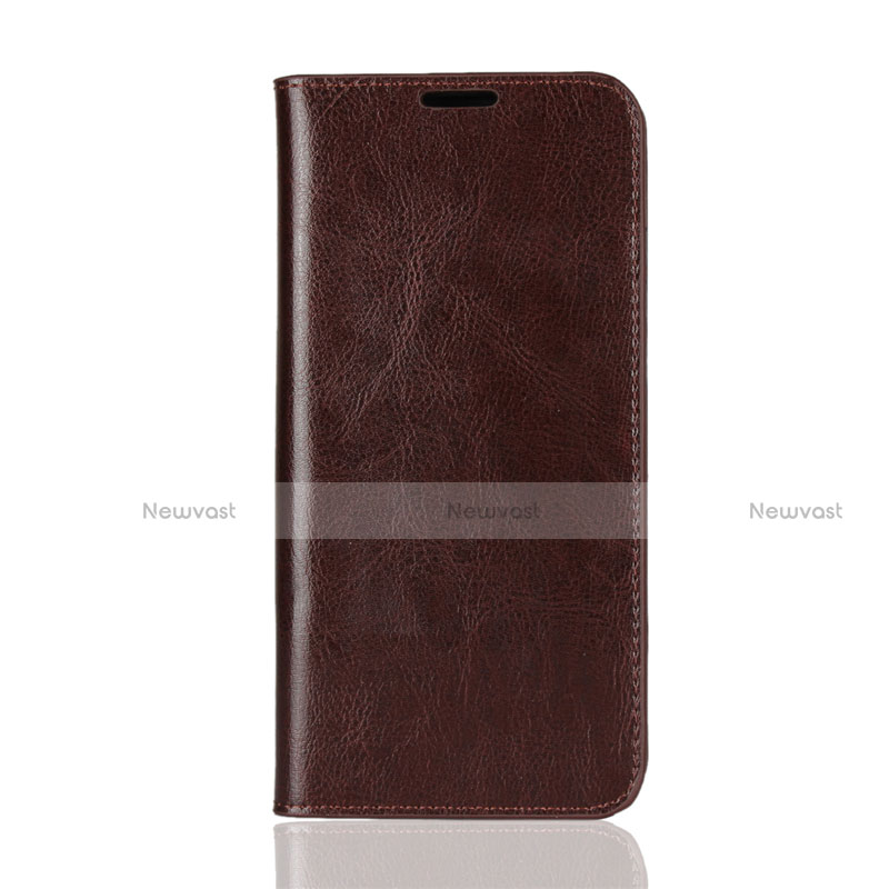Leather Case Stands Flip Cover L08 Holder for Huawei Honor 8X Brown