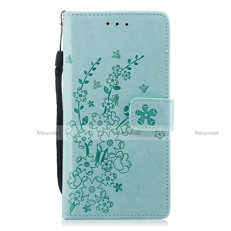 Leather Case Stands Flip Cover L08 Holder for Huawei P20 Cyan