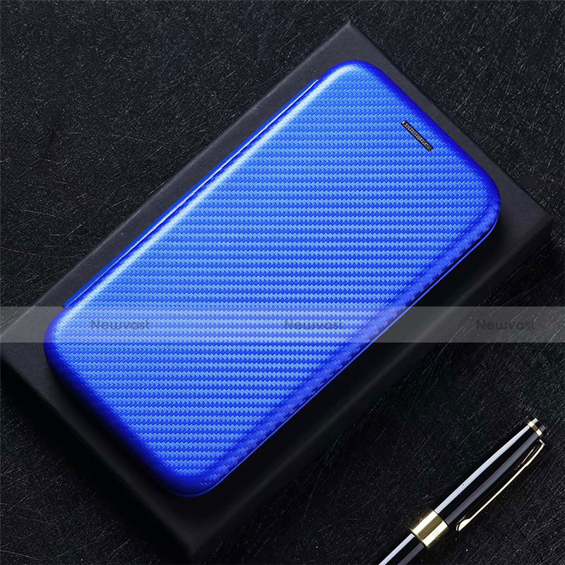 Leather Case Stands Flip Cover L08 Holder for Huawei Y7a Blue