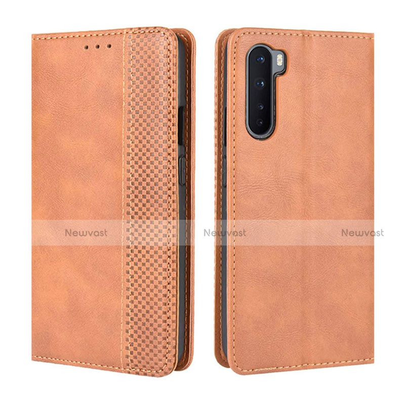 Leather Case Stands Flip Cover L08 Holder for OnePlus Nord Orange
