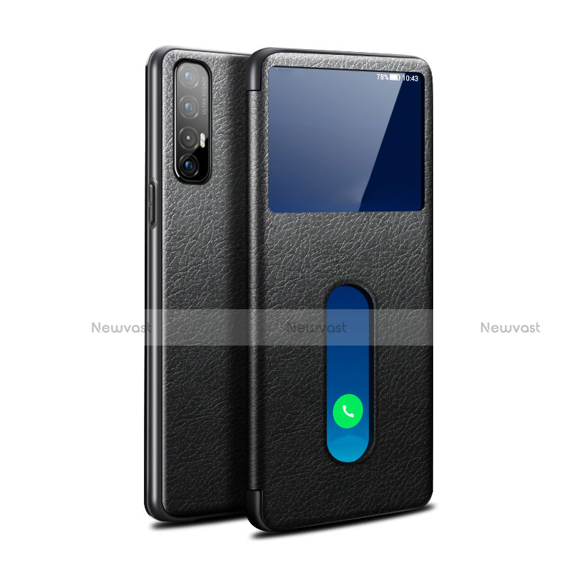 Leather Case Stands Flip Cover L08 Holder for Oppo Find X2 Neo Black