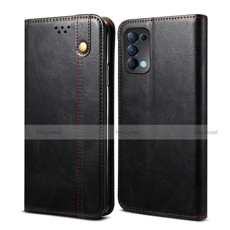 Leather Case Stands Flip Cover L08 Holder for Oppo Find X3 Lite 5G Black