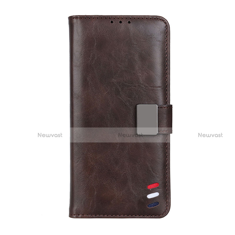 Leather Case Stands Flip Cover L08 Holder for Realme Q2 Pro 5G Brown