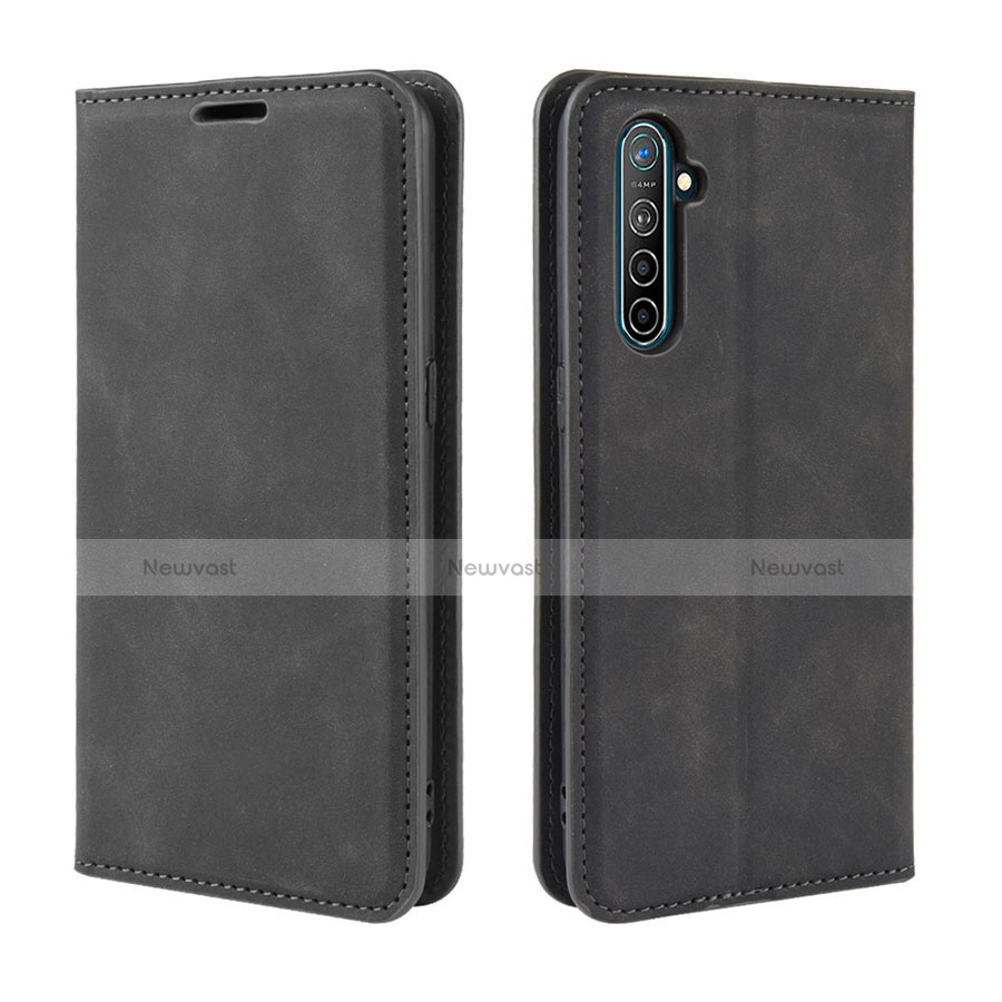 Leather Case Stands Flip Cover L08 Holder for Realme XT Black