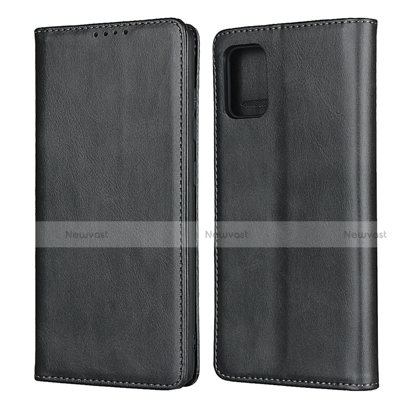 Leather Case Stands Flip Cover L08 Holder for Samsung Galaxy A51 5G Black