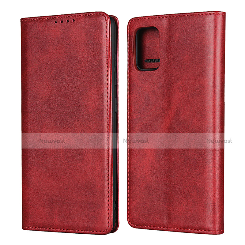 Leather Case Stands Flip Cover L08 Holder for Samsung Galaxy A51 5G Red