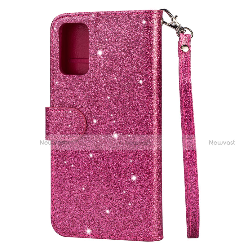 Leather Case Stands Flip Cover L08 Holder for Samsung Galaxy S20 Hot Pink