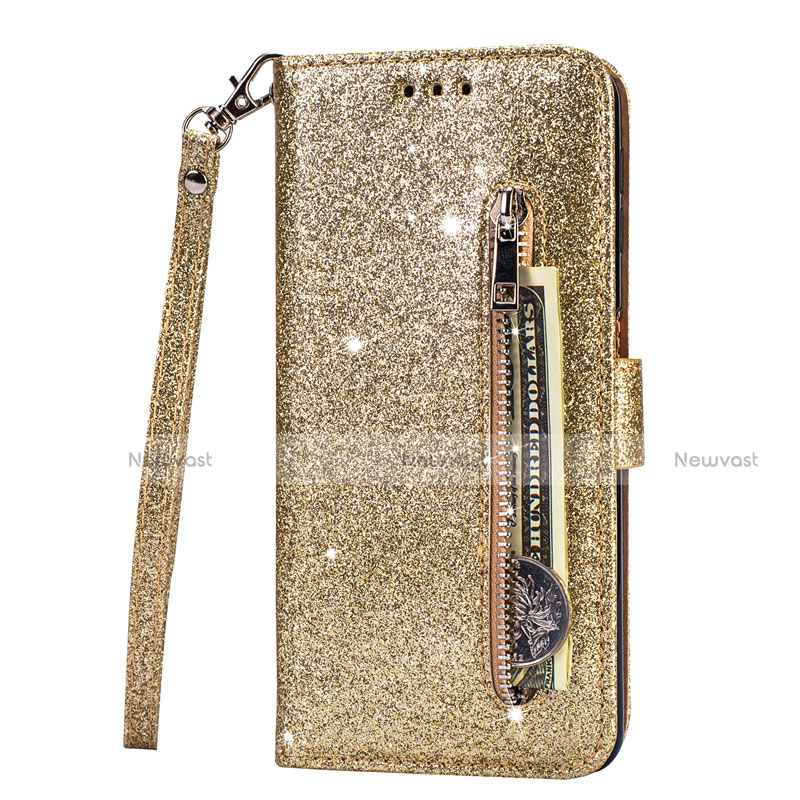 Leather Case Stands Flip Cover L08 Holder for Samsung Galaxy S20 Ultra 5G Gold