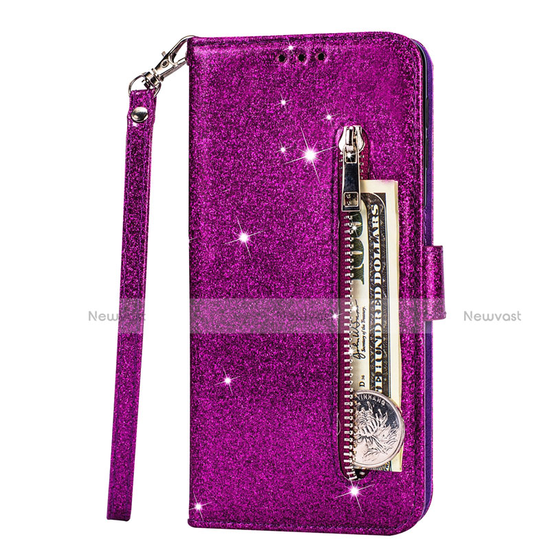 Leather Case Stands Flip Cover L08 Holder for Samsung Galaxy S20 Ultra 5G Purple